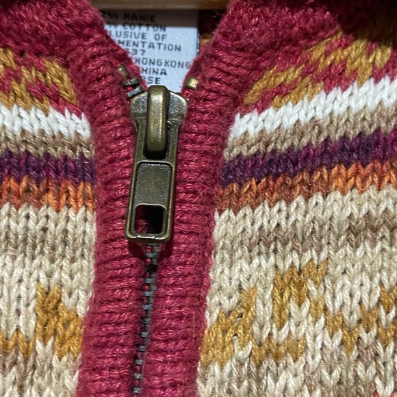 Vintage Tiara International Women's Fair Isle Zip Up Collared Sweater Small Rust - Picture 9 of 11